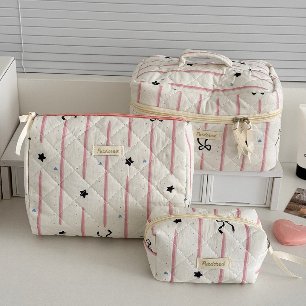 Trousse de maquillage grande capacité à nœud papillon