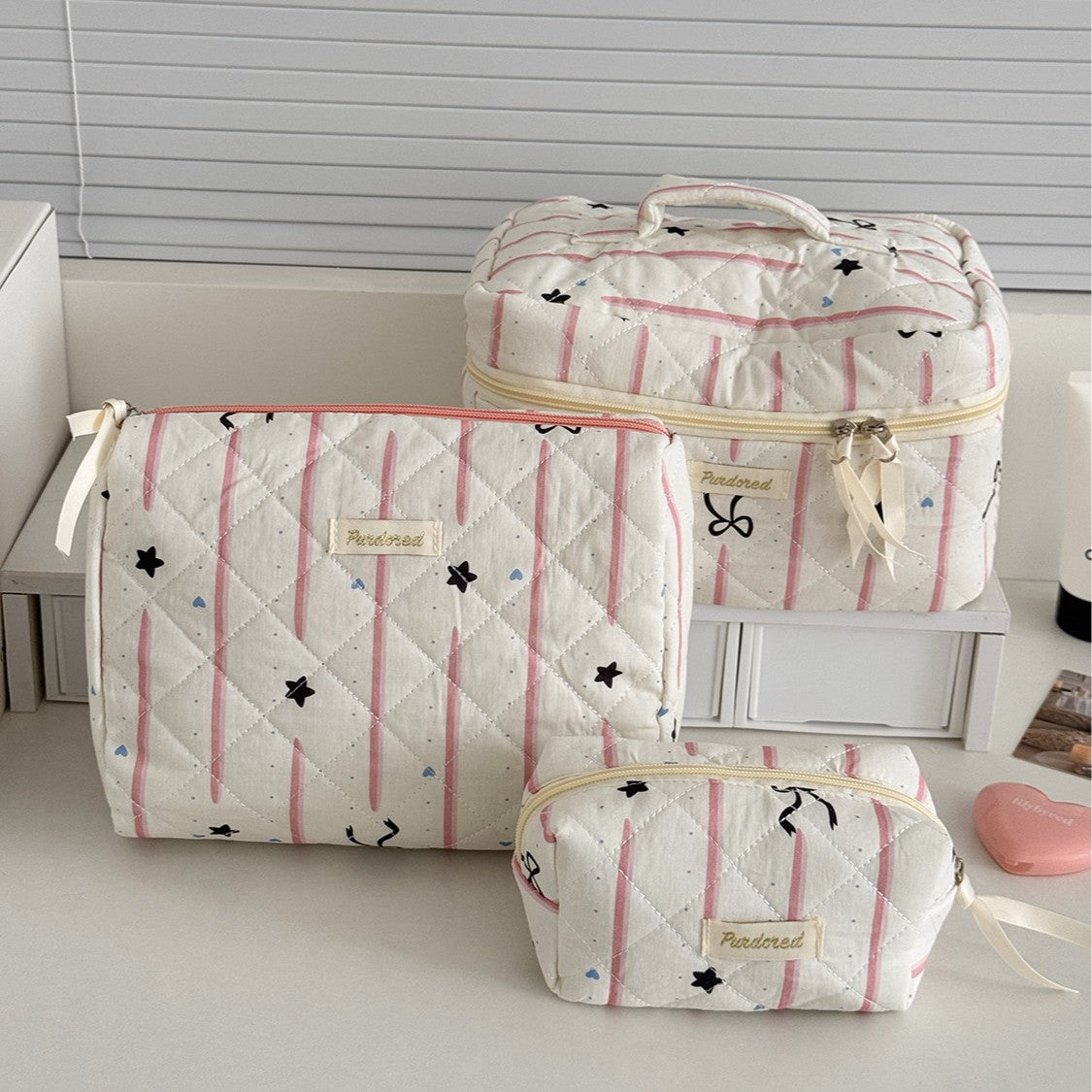 Trousse de maquillage grande capacité à nœud papillon