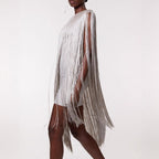 Robe de soirée élégante à jupe à pompons