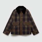 Autumn And Winter Plaid Fur Collar Cotton-padded Coat