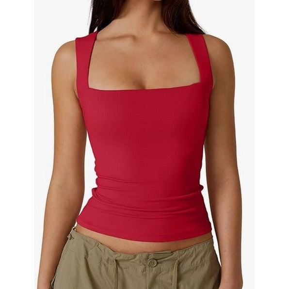 Débardeur côtelé à encolure carrée Vêtements Femme