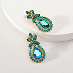 Boucles d'oreilles clous en forme de goutte, incrustées de strass multicolores étincelants, pour femme, luxueuses, élégantes, idéales pour les fêtes, bals de promo, ou comme accessoires de bijoux formels