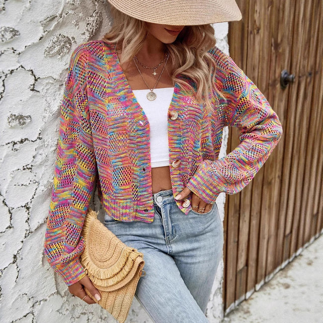 Color Retro Cardigan All-match Sweater Women Hover Image