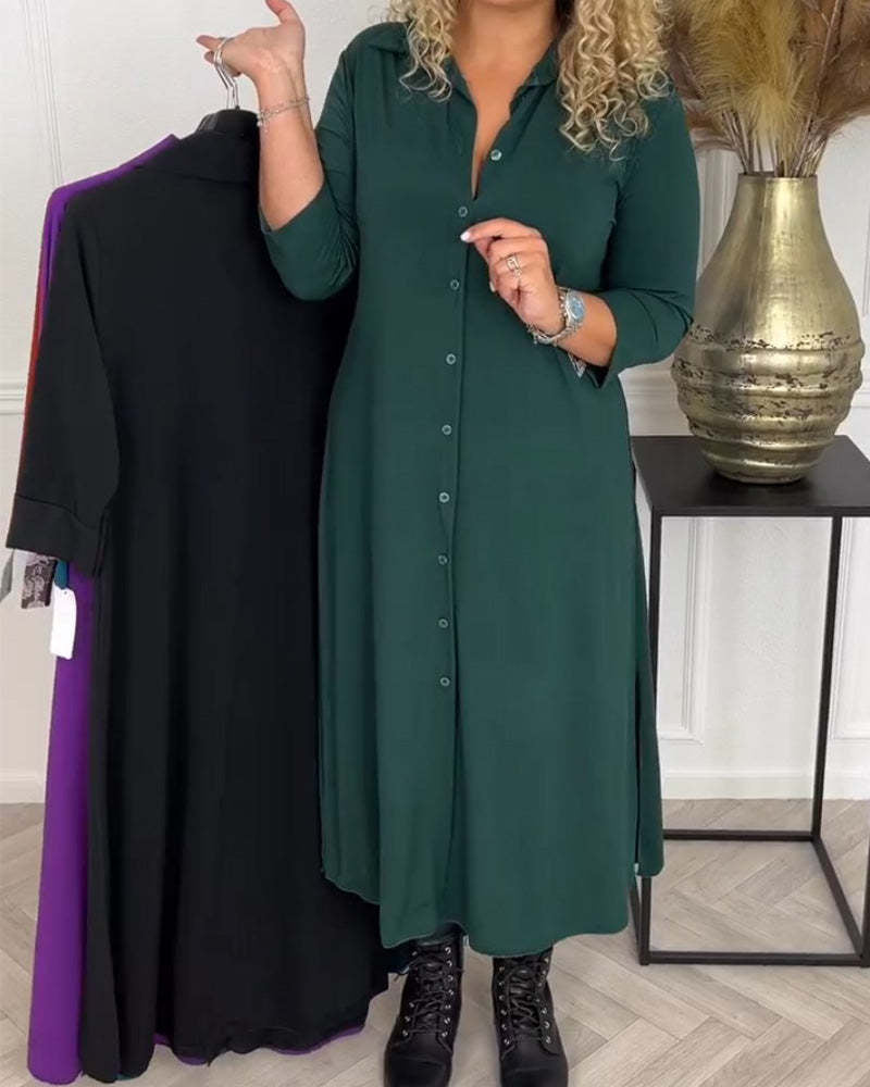Robe sac latérale unie à poitrine