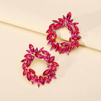Crystal Wreath Stud Earrings For Women Sparkly Rhinestone Statement Floral Multicolor Jewelry Party Wedding Bridal Prom