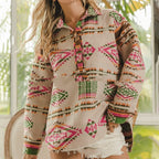 Pull imprimé femme à manches longues et couleurs contrastées