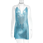 Robe Métallisée à Paillettes et Strass Femme
