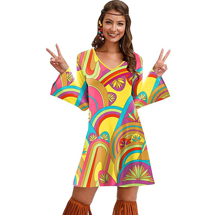 Robe imprimée hippie pour femme