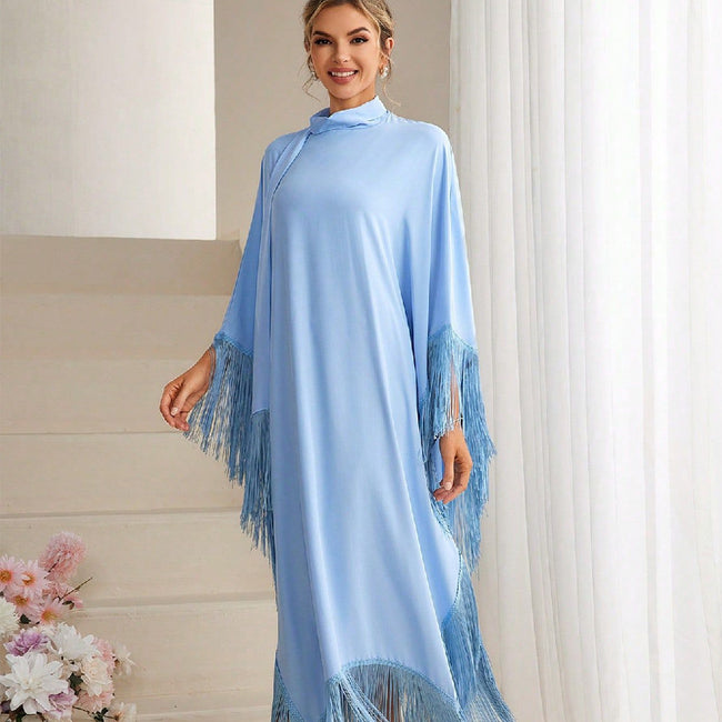 Robe Femme Broderie Luxe Léger Manches Longues Hover Image