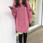Pull style décontracté Femme ample torsadé mi-long