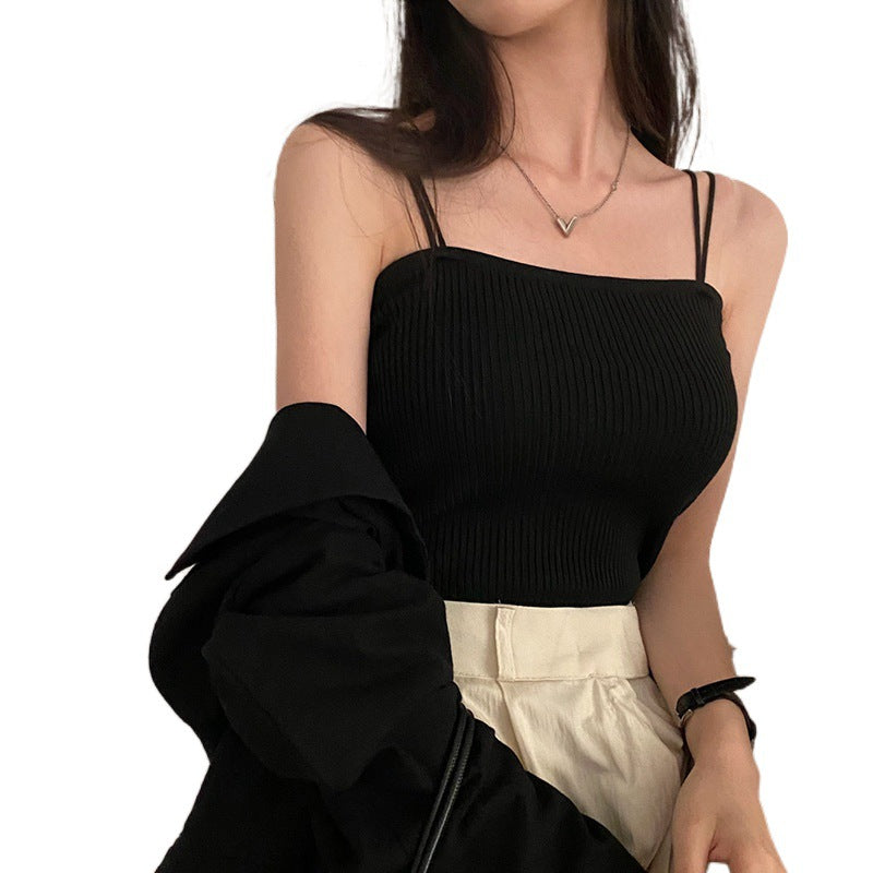 Haut gilet tricoté pour femme, à porter en sous-vêtement ou en vêtement d'extérieur