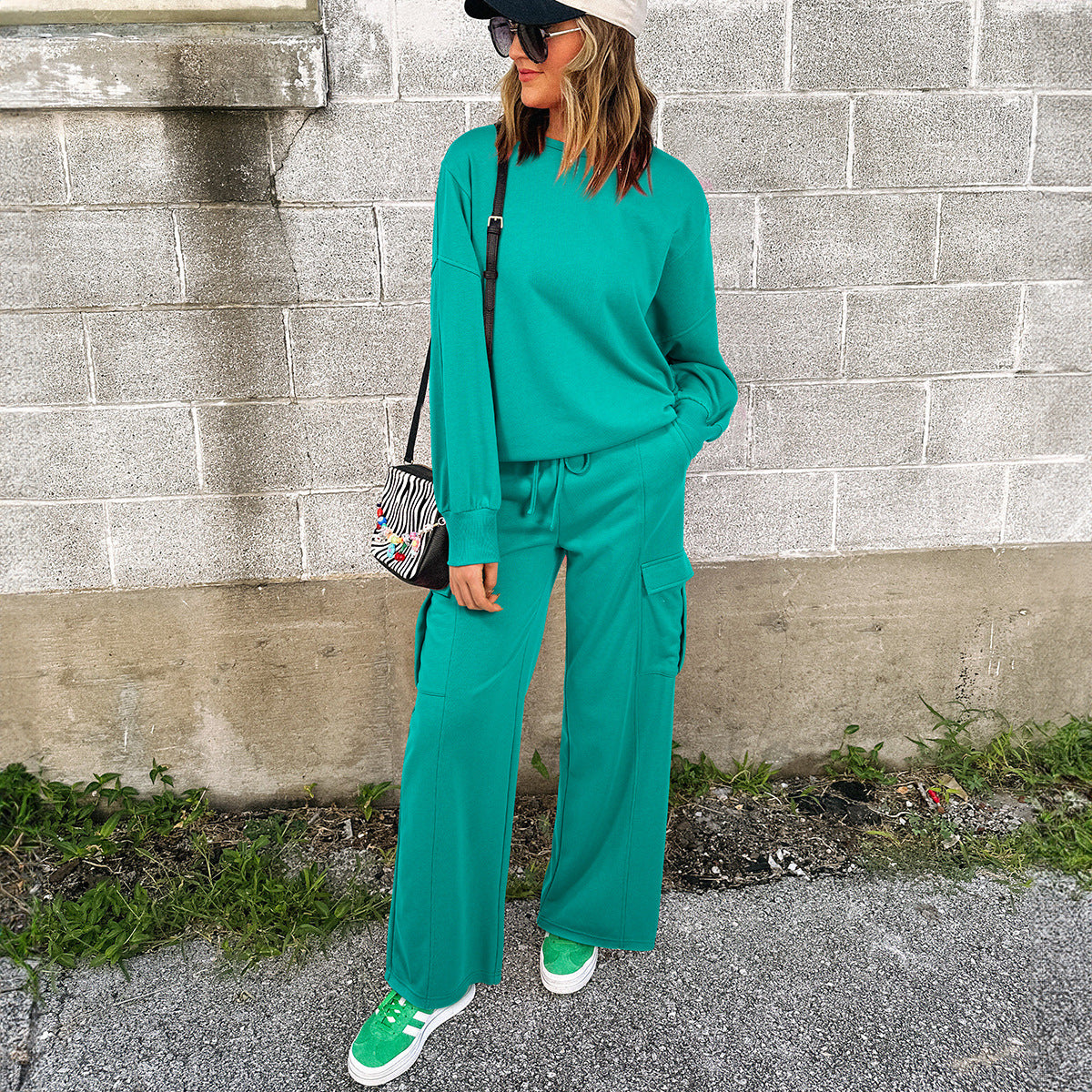 Ensemble pull et pantalon ample deux pièces pour femme