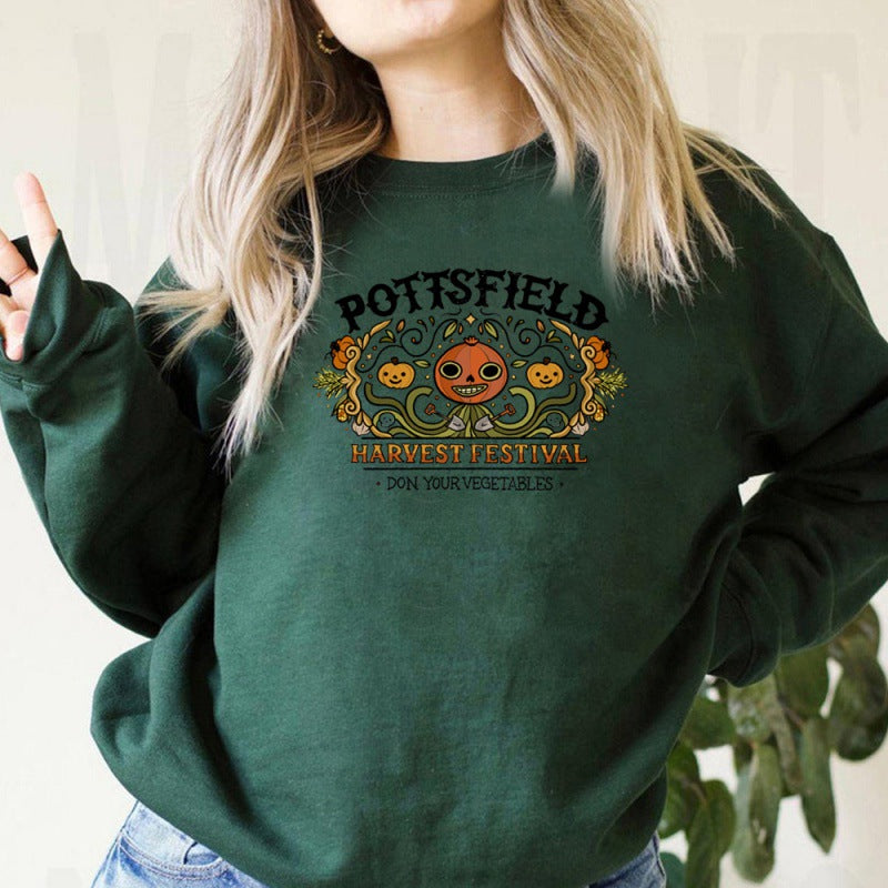 Sweat-shirts d'Halloween à imprimé citrouille pour femmes