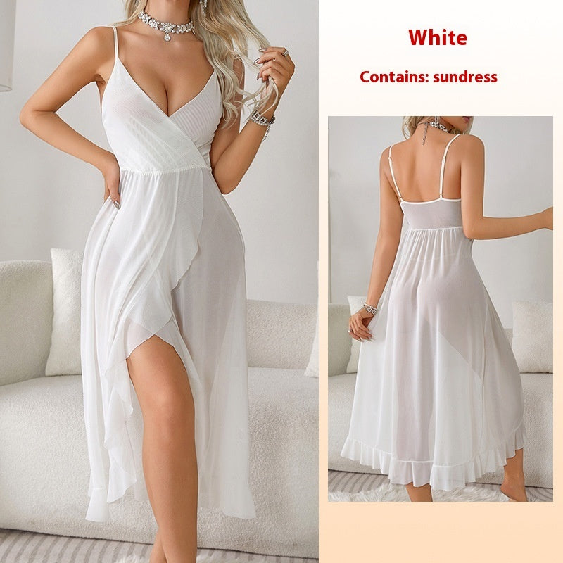 Robe sexy sans manches à col en V et dos nu