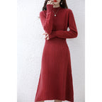 Robe Femme Mi-Longue en Pure Laine Coupe Trapèze Nouvelle Collection Automne et Hiver