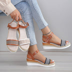 Sandales à imprimé pied-de-poule pour femme, chaussures habillées d'été à boucle