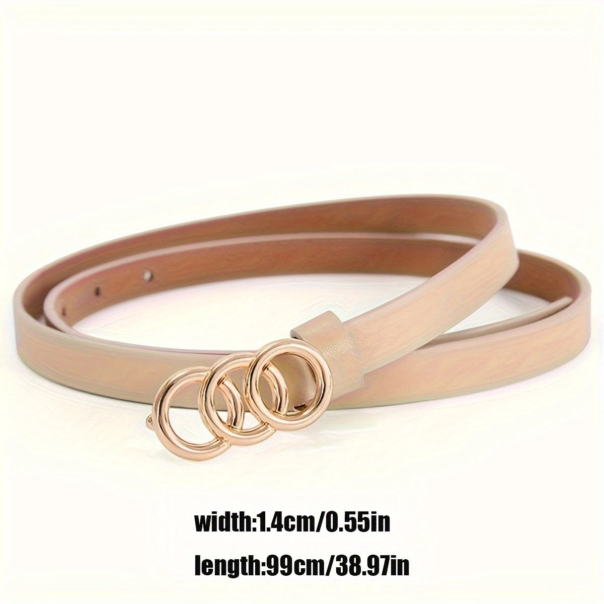 Ceinture fine à 3 anneaux pour femme, style rétro minimaliste