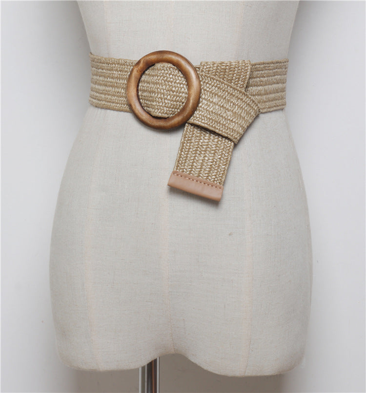 Ceinture tissée à boucle ronde avec corde en cire bohème