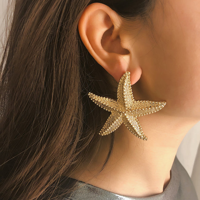 Bijoux Simples Cloutés Style Shanghai Boucles d'oreilles Exagérées pour Femmes Main Image
