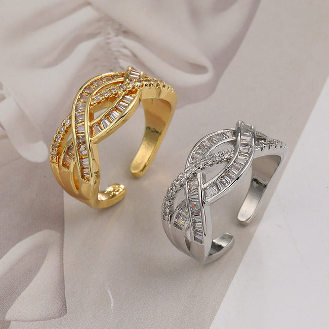 Bagues de couple Bagues réglables zircon croix Main Image
