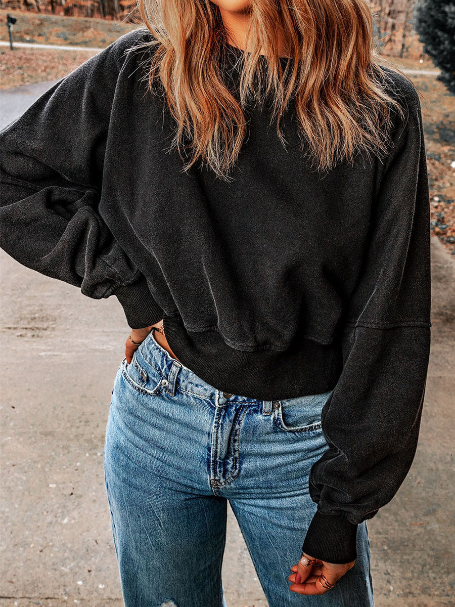 Pull sans dos pour femmes Haut à manches longues de couleur unie pour femmes