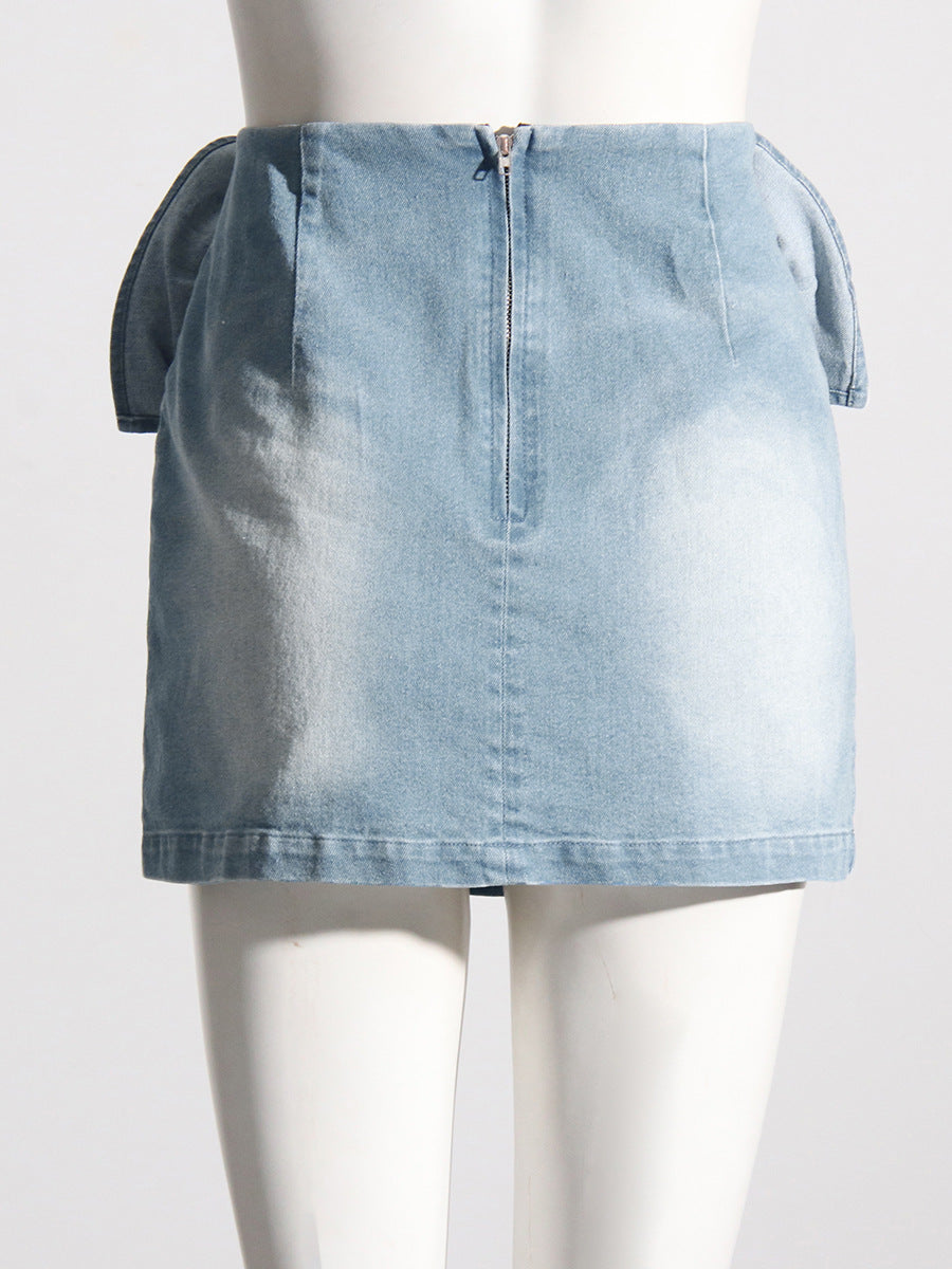 Jupe taille haute fleurie 3D élégante