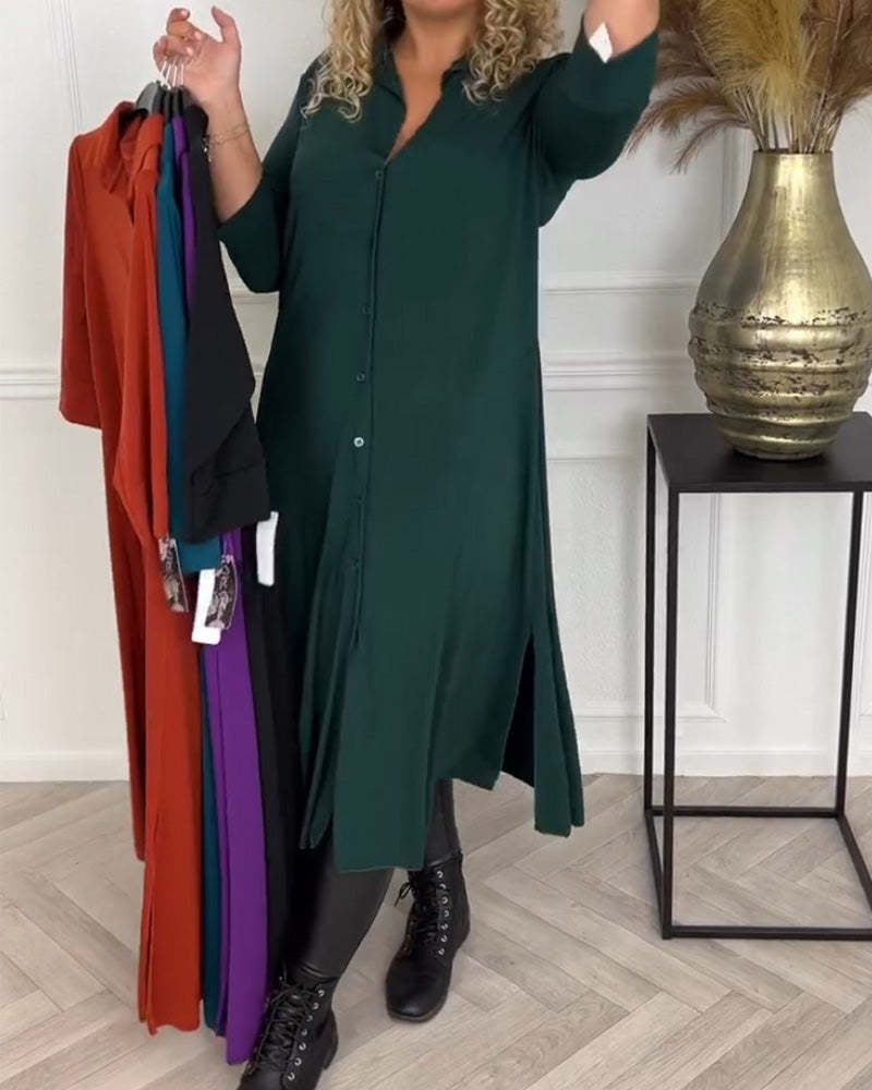 Robe sac latérale unie à poitrine