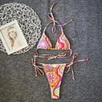Nouveau maillot de bain bikini à cordon floral pour femme