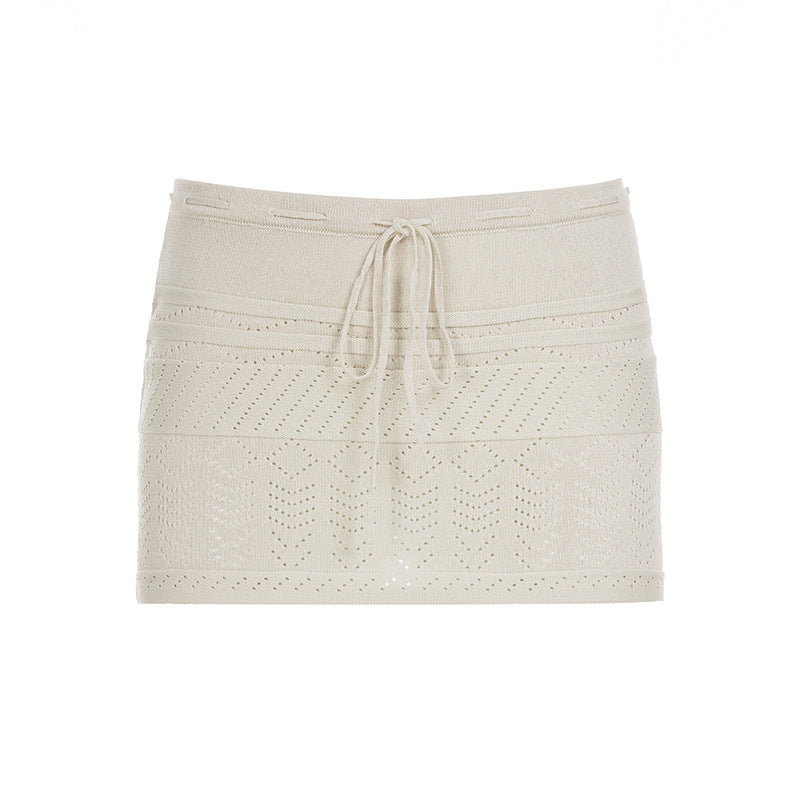 Jupe Courte Taille Basse à Lacets Style Niche, Pur et Doux