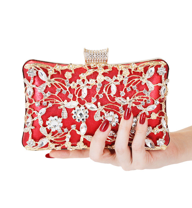 Pochette de Soirée Élegante Strass Femme Luxe Marque Fête Chaîne Sac Bandoulière