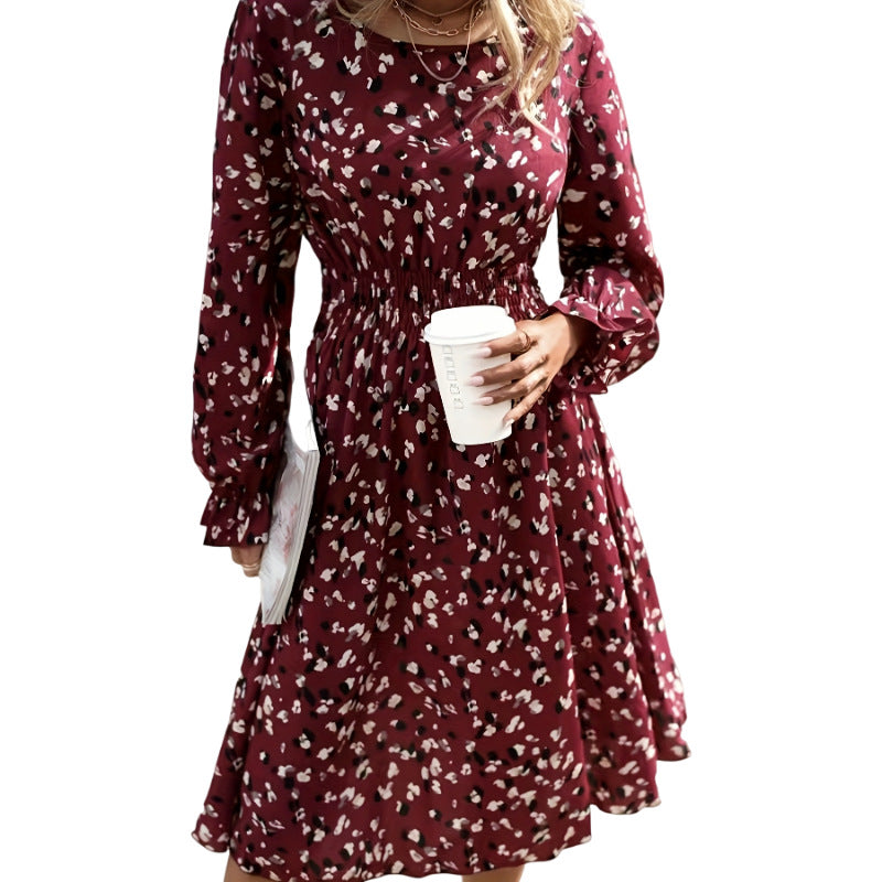 Robe longue imprimée à manches longues pour femmes