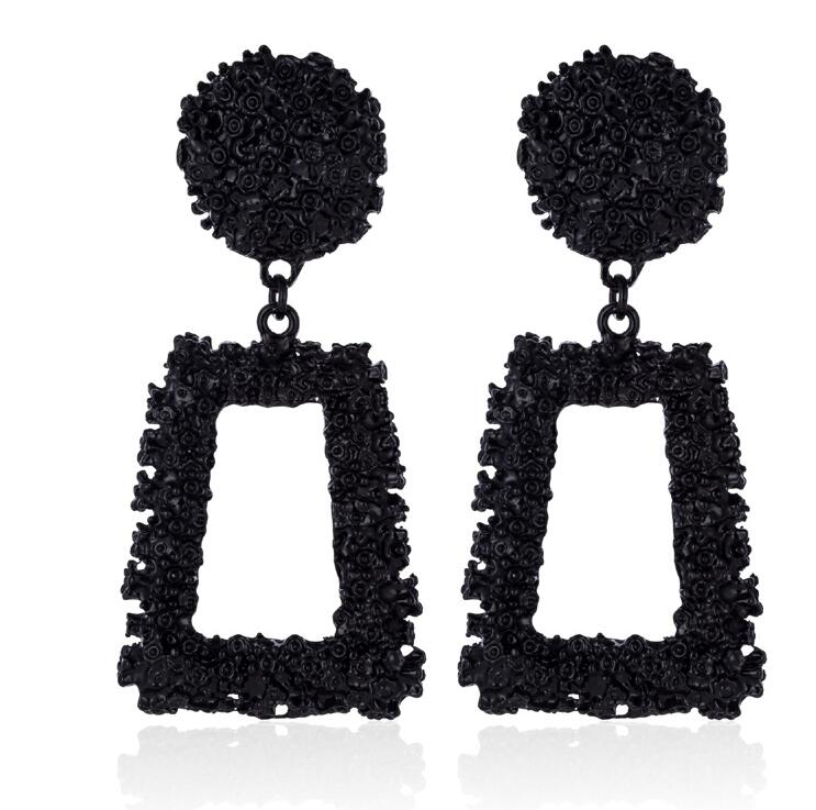 Grandes boucles d'oreilles vintage pour femmes, or, argent, noir, géométriques, style affirmé, pendantes, bijoux de mode