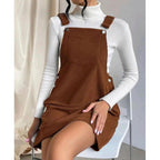 Robe salopette ample en velours côtelé sans manches pour le printemps