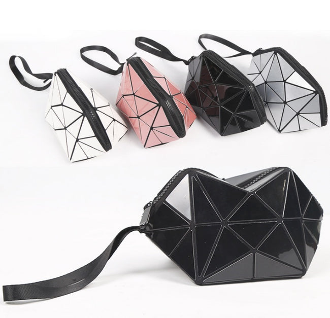 Trousse de Toilette Géométrique pour Femmes, Trousse de Maquillage à Fermeture Éclair, Organisateur de Cosmétiques Léger et Pliable pour Voyage Main Image