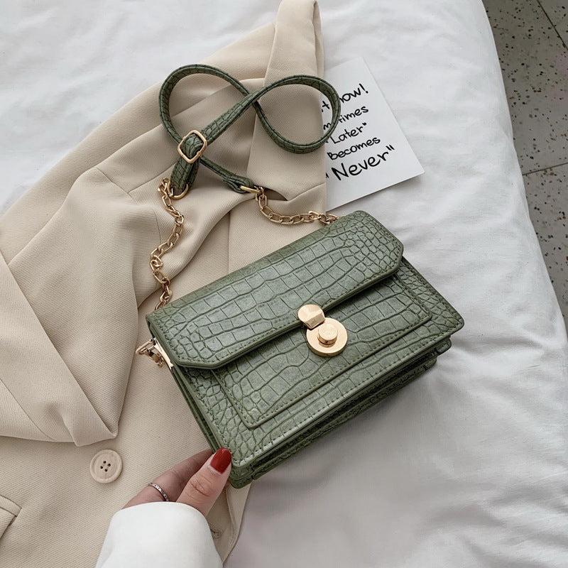 Sac à bandoulière en cuir PU motif pierre pour femmes