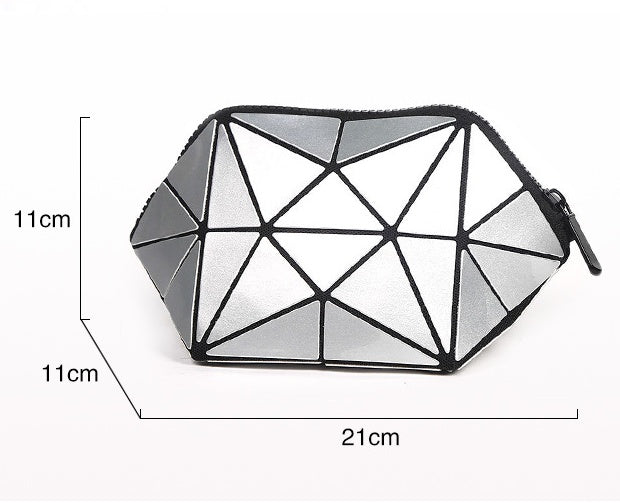 Trousse de Toilette Géométrique pour Femmes, Trousse de Maquillage à Fermeture Éclair, Organisateur de Cosmétiques Léger et Pliable pour Voyage