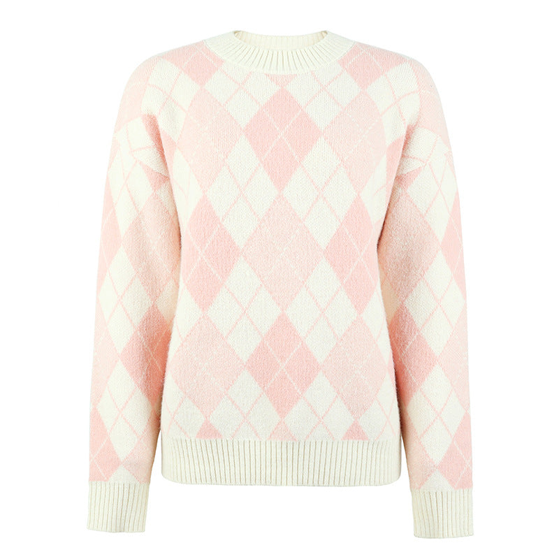 Pull décontracté pour femme en diamant lâche Amazon