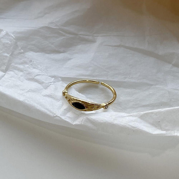 Bagues en argent sterling 925 avec yeux noirs