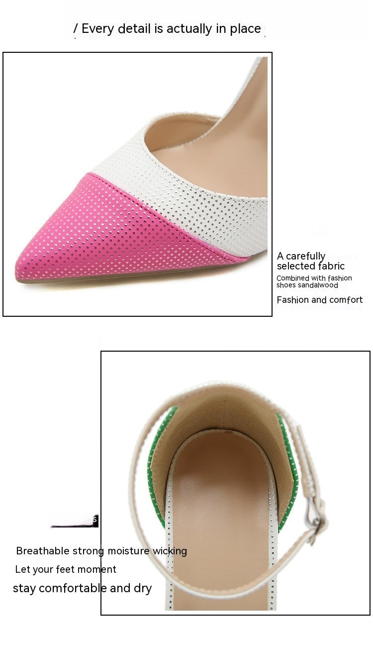 Talons aiguilles pointus creux pour femme avec couleurs assorties