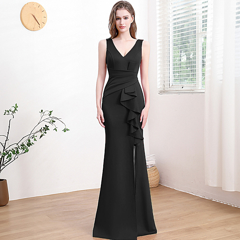 Robe de Soirée Femme Haut de Gamme Élégante Simple et Luxe Léger