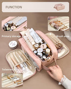 Trousse de Maquillage de Voyage pour Femmes, Organisateur de Cosmétiques Grande Capacité avec Large Ouverture, Trousse de Toilette Étanche et Portable pour un Accès Facile