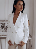 Blazer femme croisé à boutons métalliques