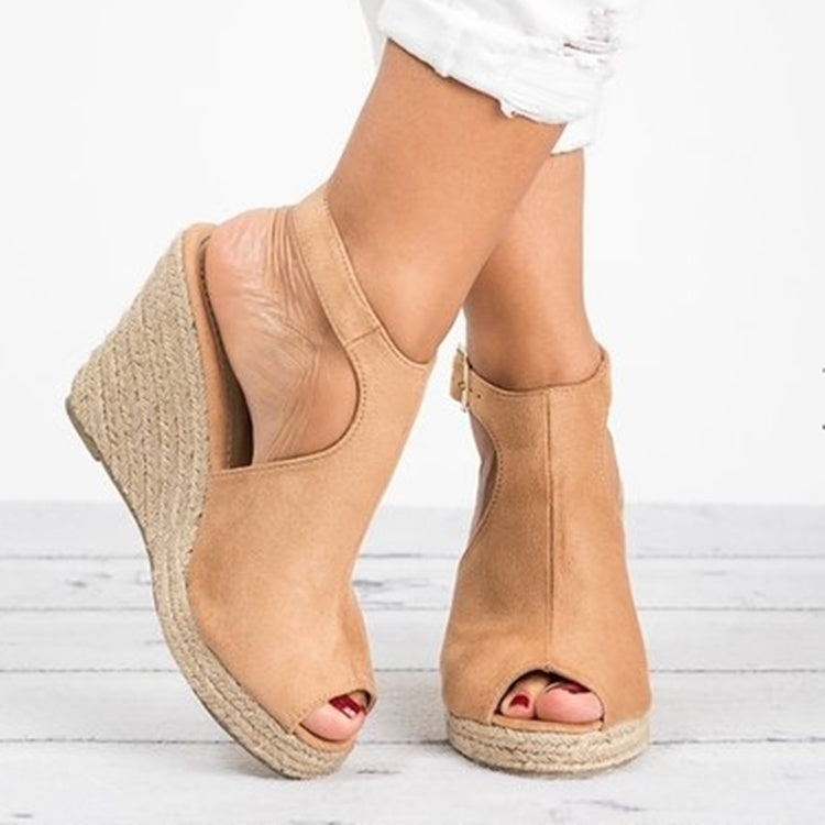 Sandales compensées femme peep toe spartiates à plateforme talons hauts