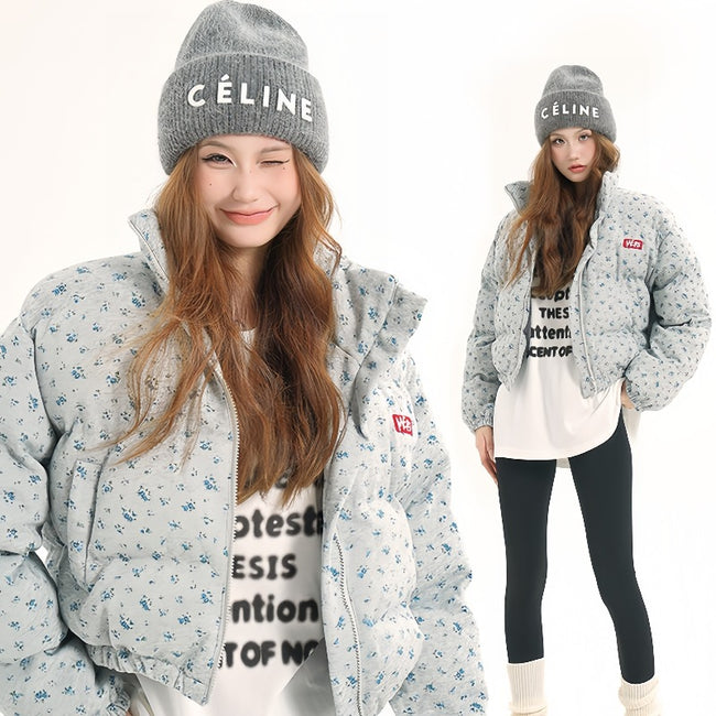 Manteau matelassé en coton à imprimé floral américain pour femme Main Image
