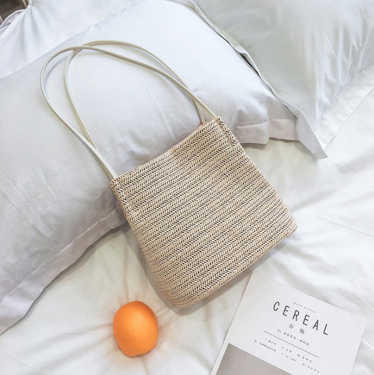 Sac de paille tressé à la mode pour femmes, sac à bandoulière fourre-tout fait à la main, sac à main tricoté pour dames, sac de plage féminin, sacs bolsos mujer