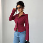 Chemisier cardigan à manches longues rayé mode femme