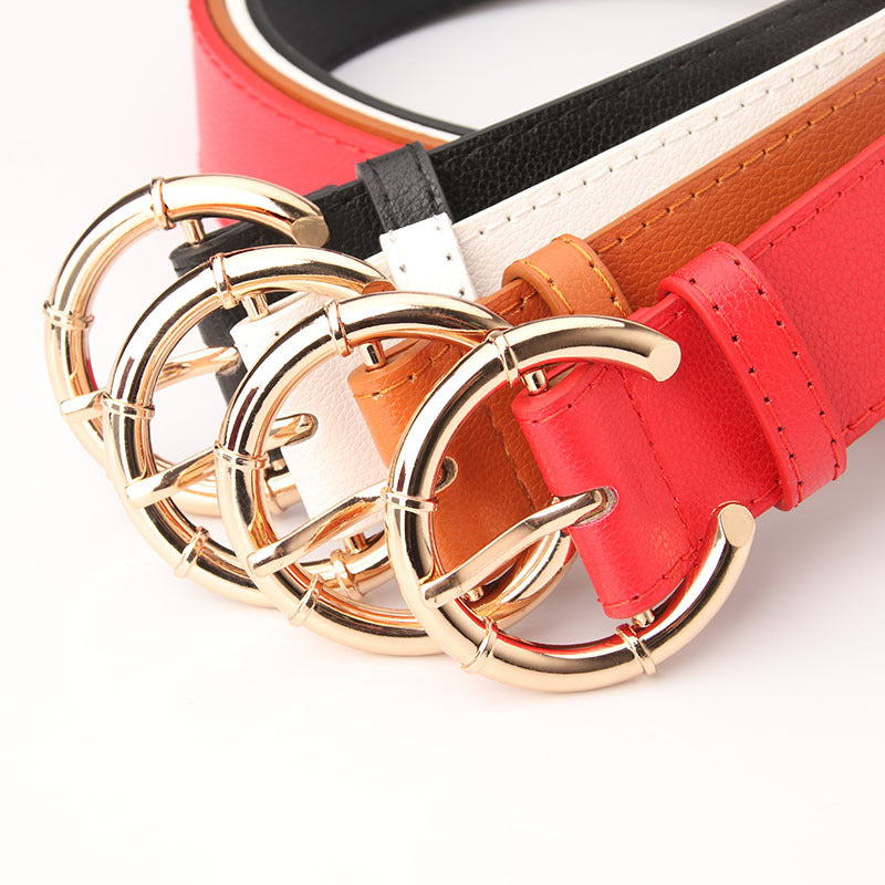 Ceinture pour femmes, boucle ardillon en alliage, boucle en forme de C