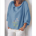 Chemise ample en lin à revers et manches longues pour femme