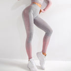Legging de sport taille haute femme tricoté pour entraînement course yoga