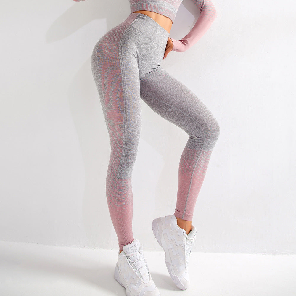 Legging de sport taille haute femme tricoté pour entraînement course yoga